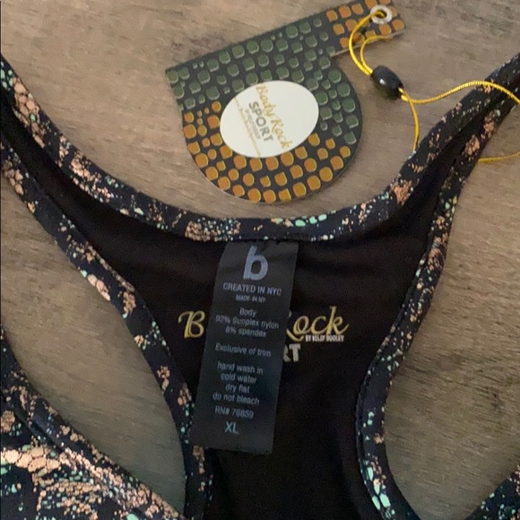 NWT Mint Lace Gold Metallic Zip Up Sports Bra - Picture 2 of 5